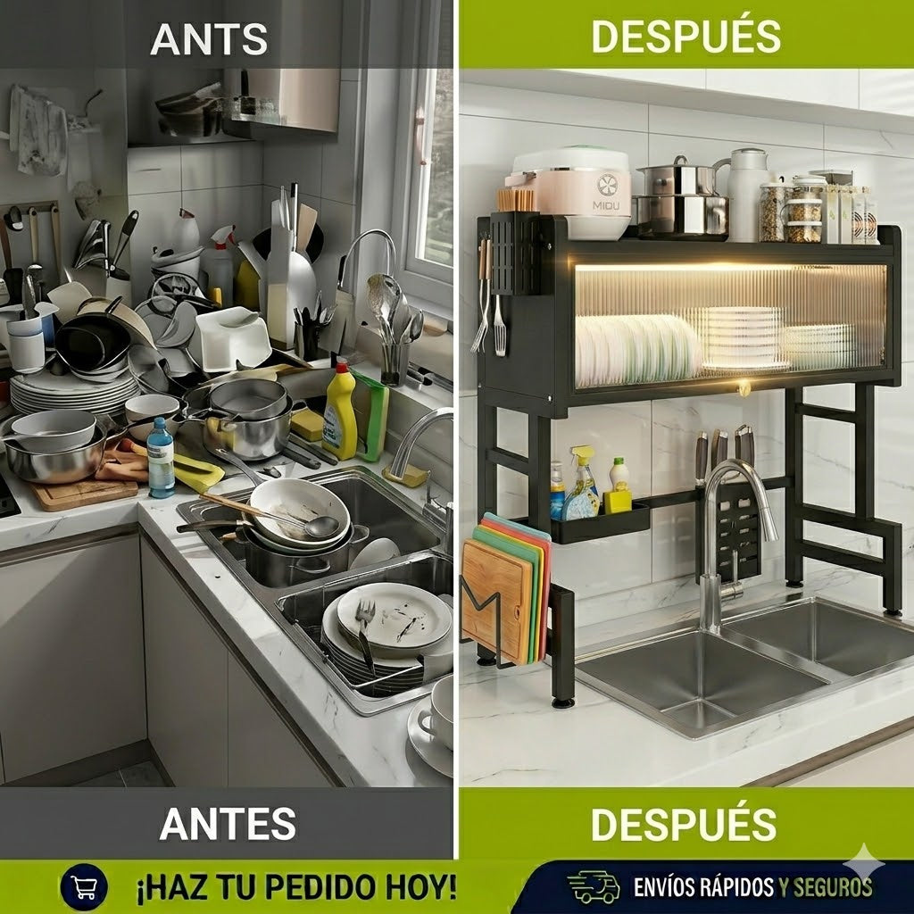 RACK ORGANIZADOR DE COCINA MULTIFUNCIONAL